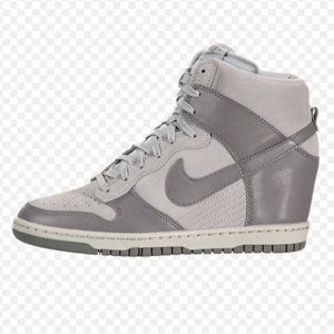 Nike Dunk Sky Hi Gray Leather Wedge Sneakers Size 10